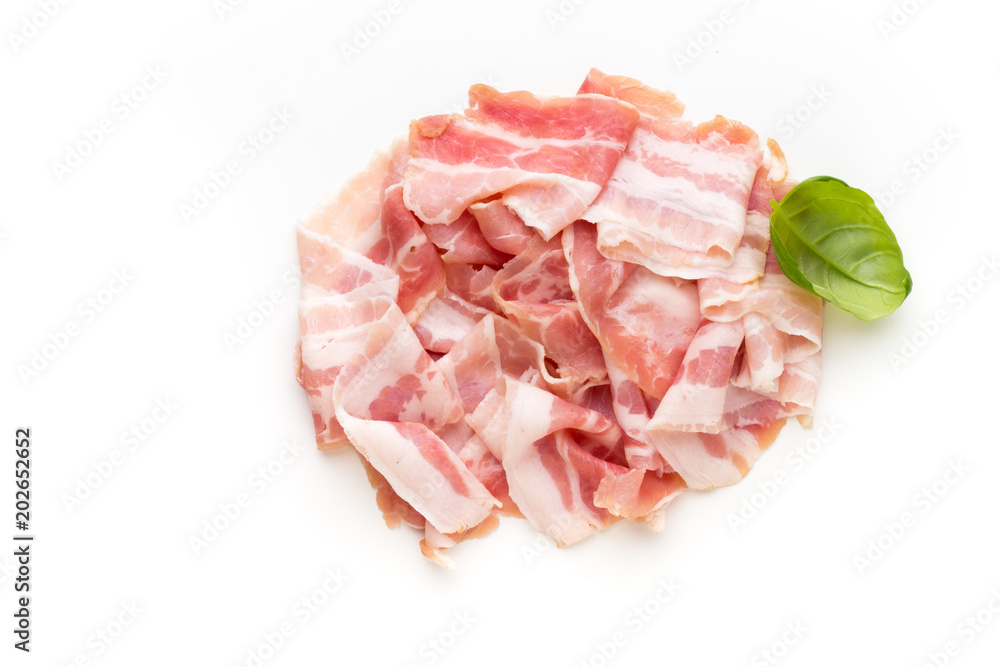 Fresh bacon on the isolated background. Fresh bacon on the isolated background.
