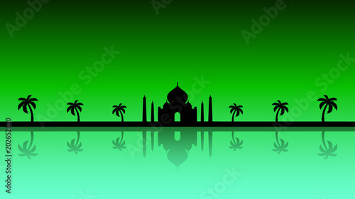 A modern fairytale background silhouette in green