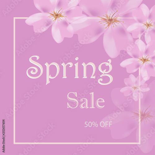 vector banner for store advertising with flowers