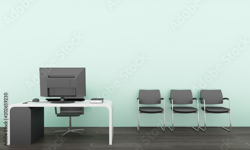 Office in modern style on wooden floor.3D rendering