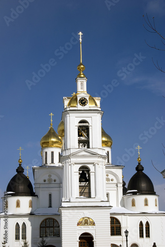 Kremlin in Dmitrov town, Moscow region, Russia. Famous historic town, popular landmark. Color winter photo.