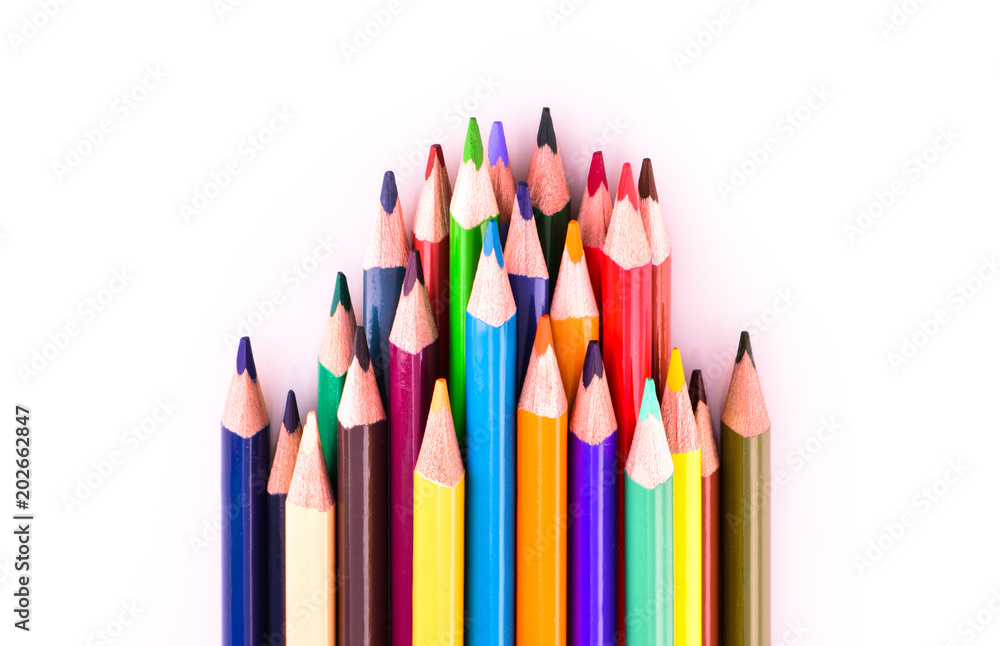 Color pencils isolated on white background. Close up Color pencils isolated on white background. Close up