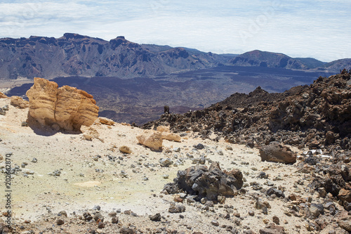 rocky desert landscape on top of teide volcano tenerife photo