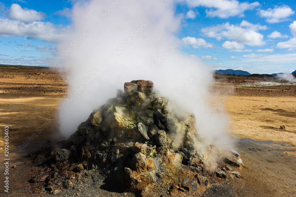 Hot springs in myvatn. (North Iceland) Hot spring area named (Hverarond), east of 