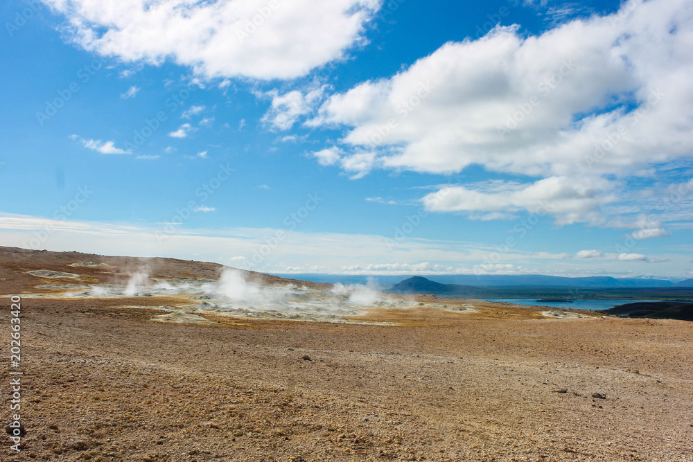 Hot springs in myvatn. (North Iceland) Hot spring area named (Hverarond), east of 