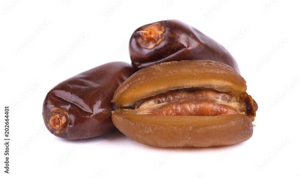 Dates fruit isolated on white background. Close-up Dates fruit isolated on white background. Close-up