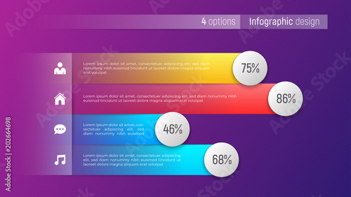 Easy editable vector 4 options infographic design, bar chart, pr