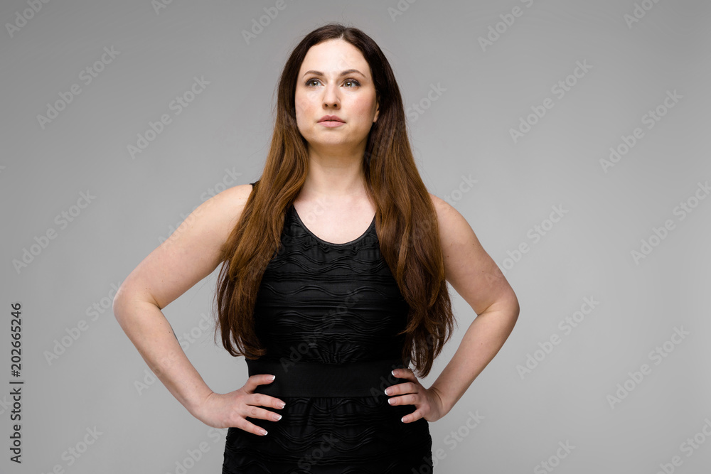Attractive overweight woman in fashionable clothes Attractive overweight woman in fashionable clothes
