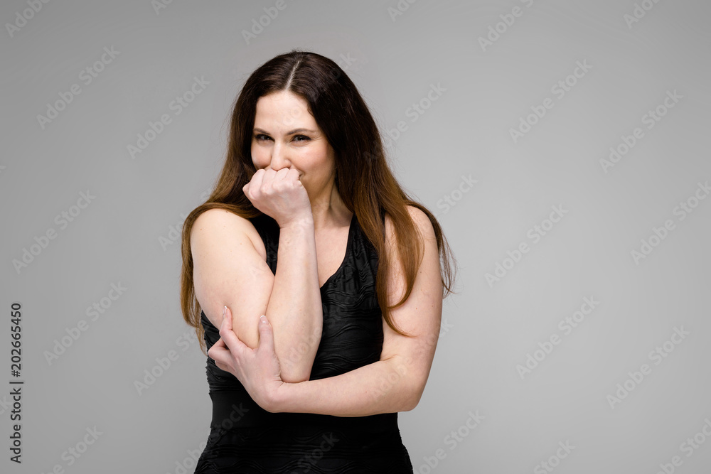 Attractive overweight woman in fashionable clothes Attractive overweight woman in fashionable clothes