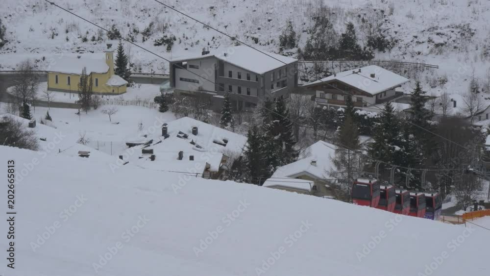 Cable car riding during winter