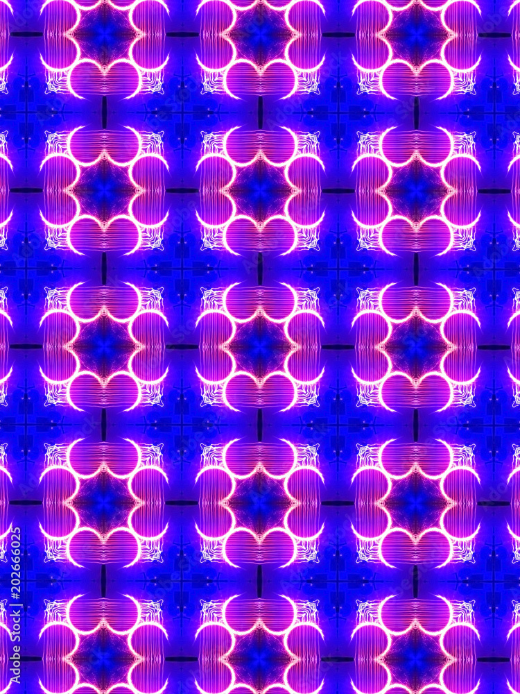 Purple and blue kaleidoscopic abstract flower background
