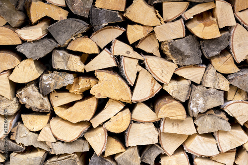 Background with stack of firewood