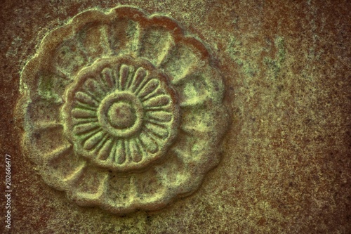 Ornate stone texture, circle rock shape, background for web site or mobile devices