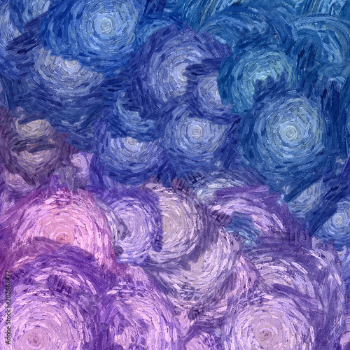 Abstract texture background. Digital painting in Vincent Van Gogh style artwork. Hand drawn artistic pattern. Modern art. Good for printed pictures, postcards, posters or wallpapers and textile print.