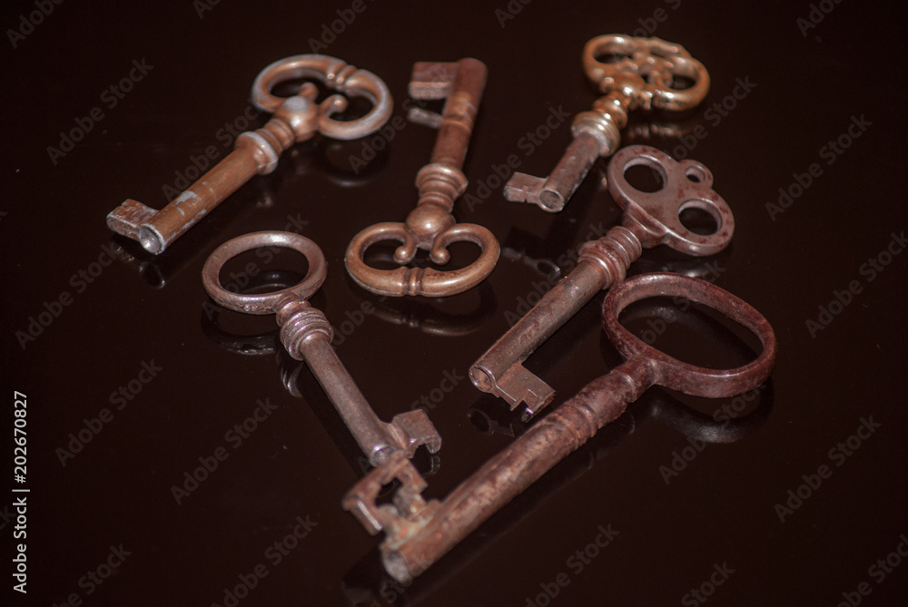 Six old rusty keys Six old rusty keys