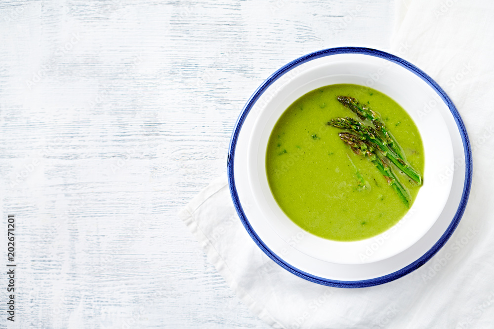 Cream of Green Asparagus and Broccoli Soup with Herbs Cream of Green Asparagus and Broccoli Soup with Herbs