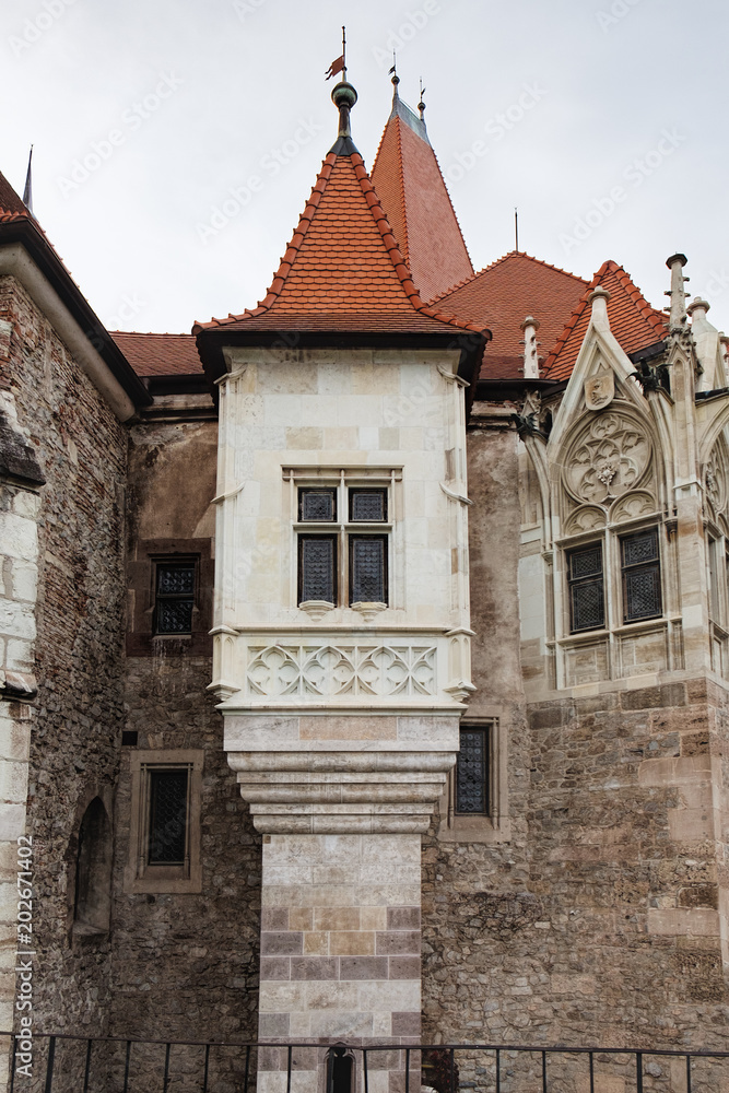 Tower of Corvin Castle, also known as Castelul Corvinilor is a Gothic-Renaissance castle in Hunedoara, Romania.