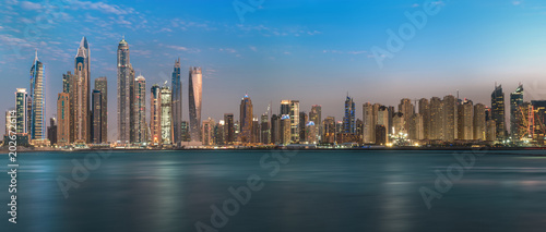 Night lights on JBR.  Emirates  Dubai  Jumeirah Beach Residens   Dubai Marina  Dec.2017