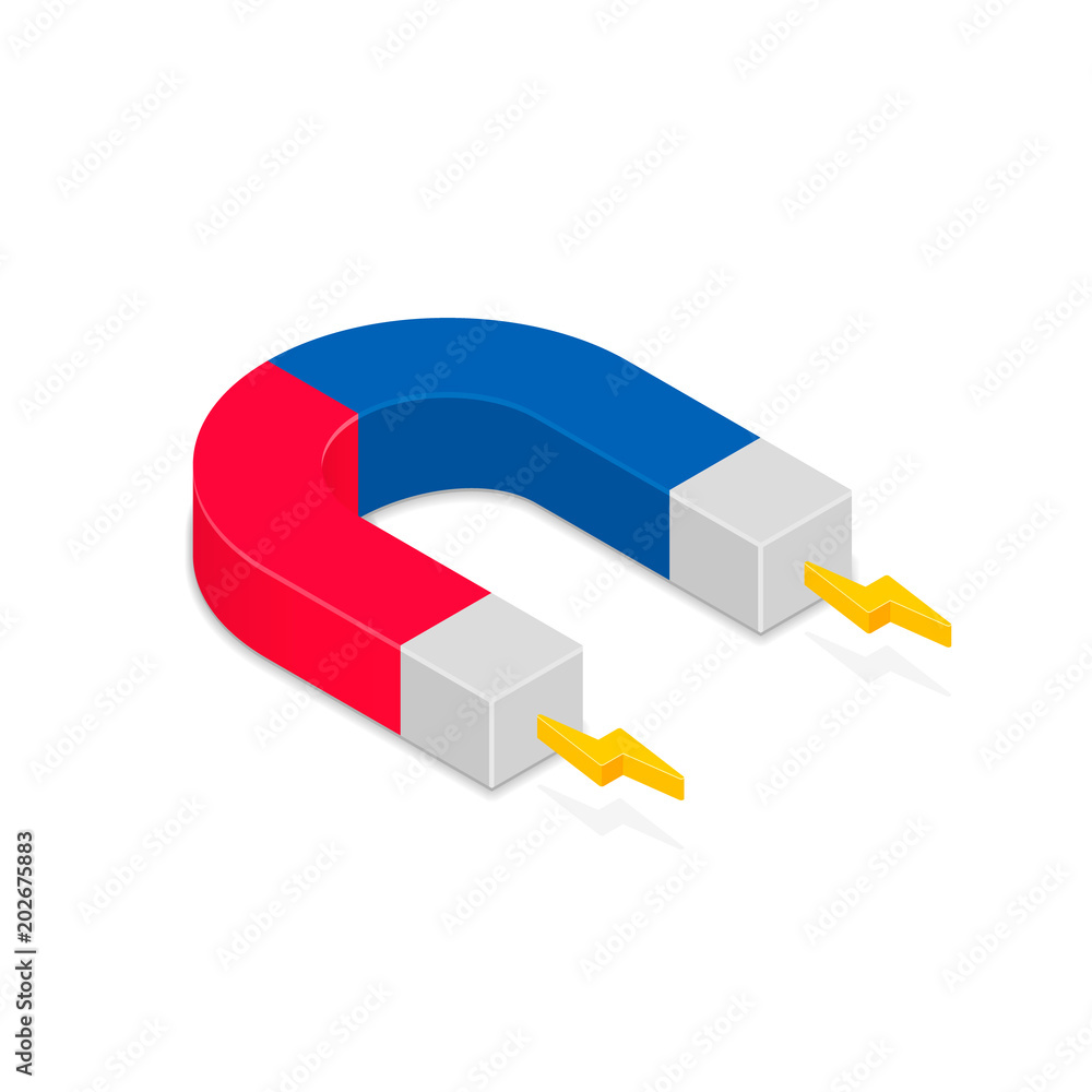 Fotografie Magnet isometric icon, vector isolated graphic illustration design