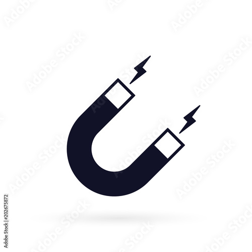 Magnet icon, Vector isolated simple magnet symbol in flat design photo