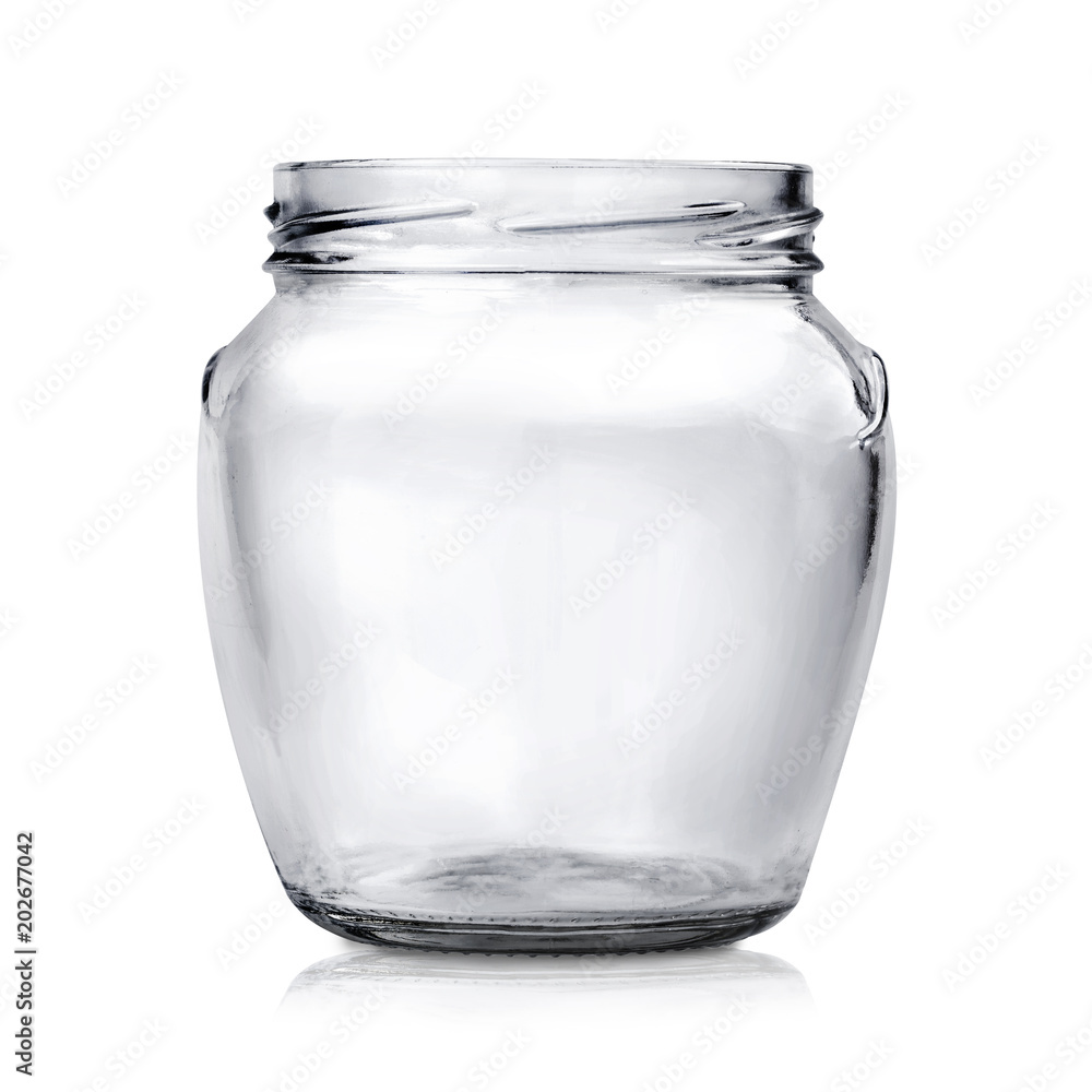 MoсkUp transparent empty glass jar on white background. MoсkUp transparent empty glass jar on white background.