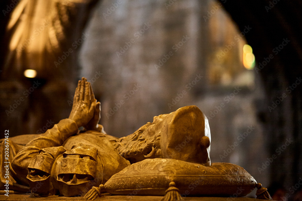 Jeronimos Monastery tomb in Lisbon, Portugal
