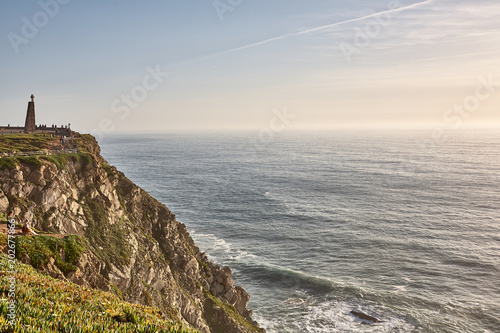 Exploring Portugal. Cabo da Roca ocean and mountains view landscape, authentic capture, wanderlust concept. © Mindaugas