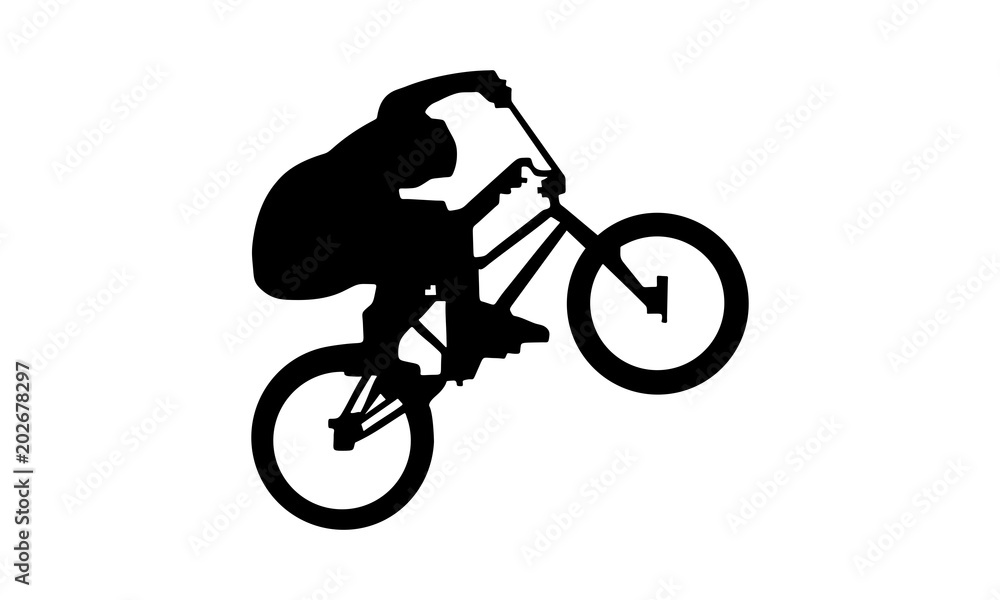 drawing silhouette of a man riding a  bike in style.