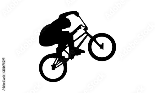 drawing silhouette of a man riding a  bike in style.