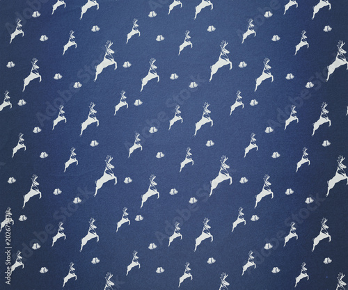 Digitally generated Blue and white reindeer pattern wallpaper