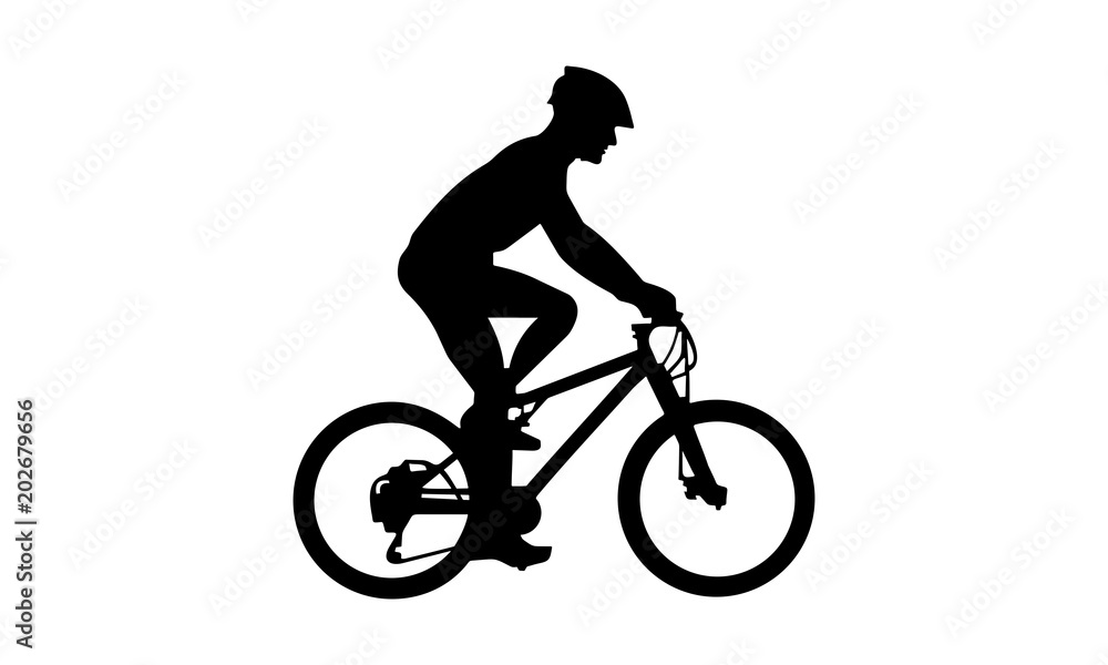 Obraz premium vector boy riding a mountain bike