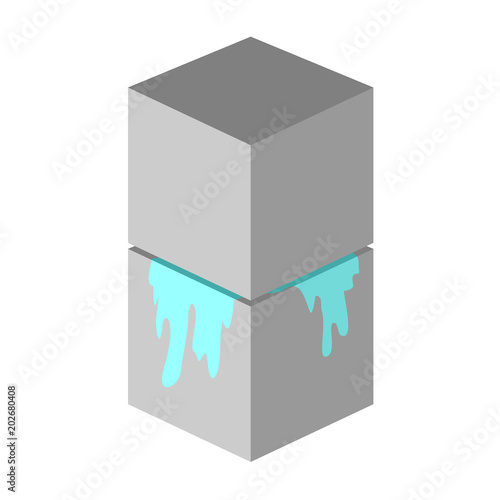 two cubes crushing a blue element
