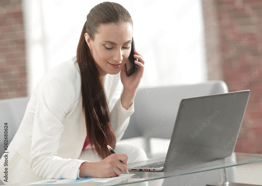 business woman working with financial documents