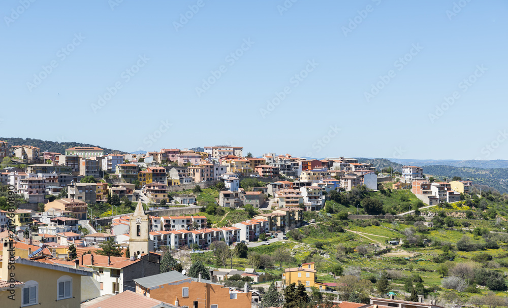skyline of orgosolo city on sardinia island