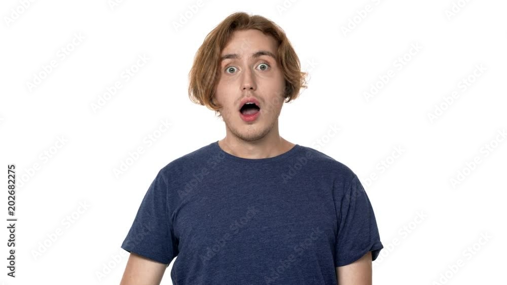 Portrait of surprised hairy man being shocked and covering open mouth with hand, isolated over white background. Concept of emotions Portrait of surprised hairy man being shocked and covering open mouth with hand, isolated over white background. Concept of emotions