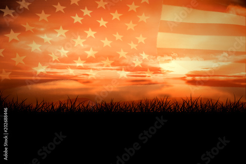 United states of america flag against a couldy day photo
