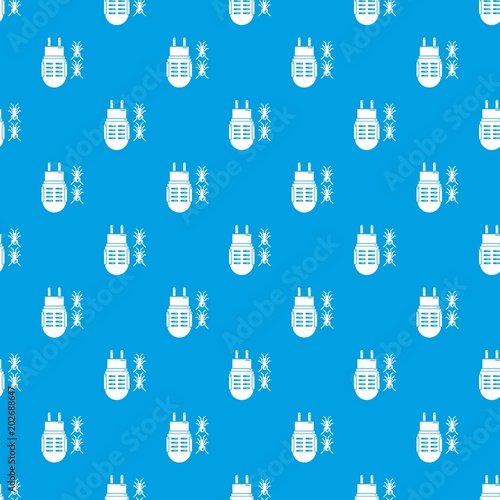Electric mosquito pattern vector seamless blue repeat for any use