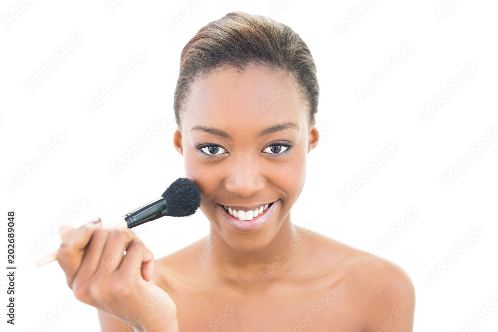 Smiling beauty applying makeup Smiling beauty applying makeup