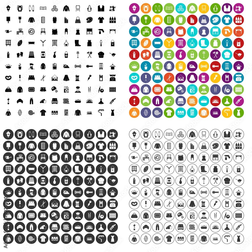 100 needlework icons set vector in 4 variant for any web design isolated on white 100 needlework icons set vector in 4 variant for any web design isolated on white
