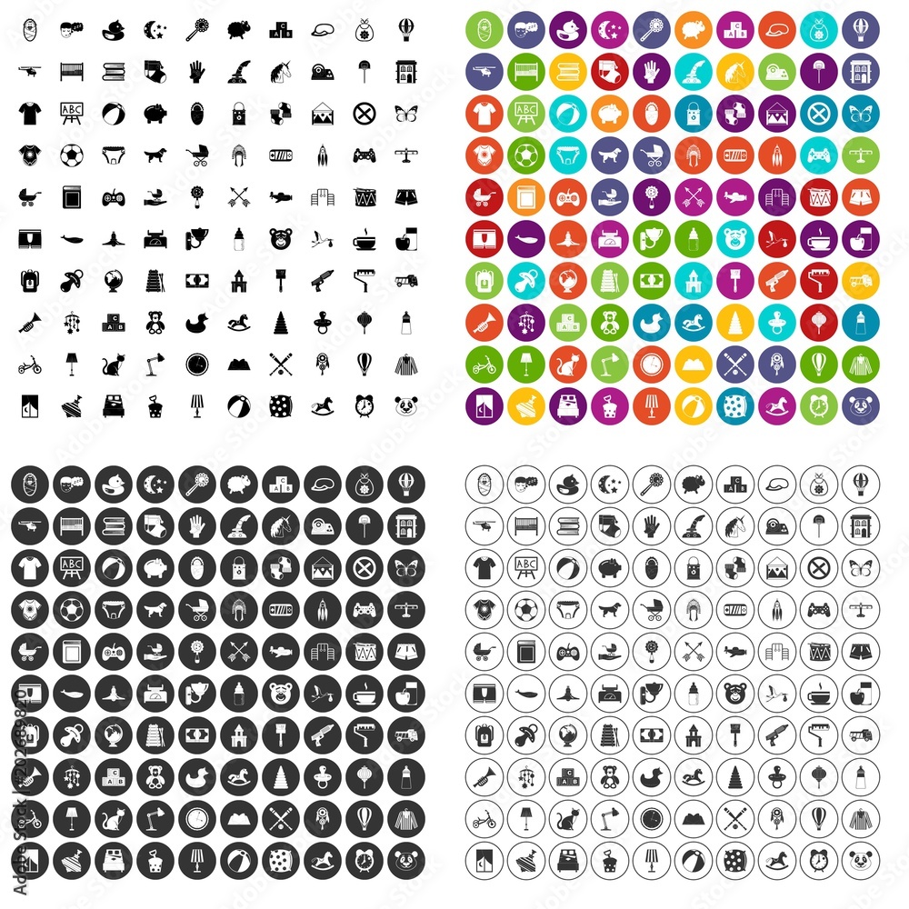 100 nursery icons set vector in 4 variant for any web design isolated on white 100 nursery icons set vector in 4 variant for any web design isolated on white