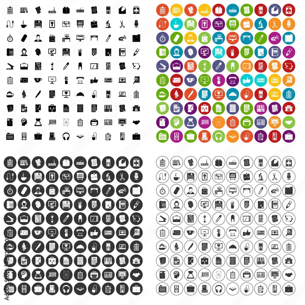 100 office icons set vector in 4 variant for any web design isolated on white 100 office icons set vector in 4 variant for any web design isolated on white