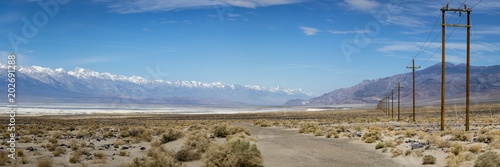 panoramic view over the high sierra mountains in california showing mount whitney