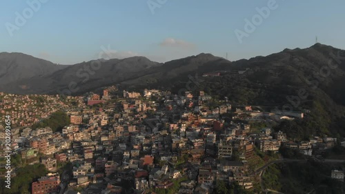 Aerial view of Jiufen, also spelled Jioufen or Chiufen. A mountain area in Ruifang District, New Taipei City photo