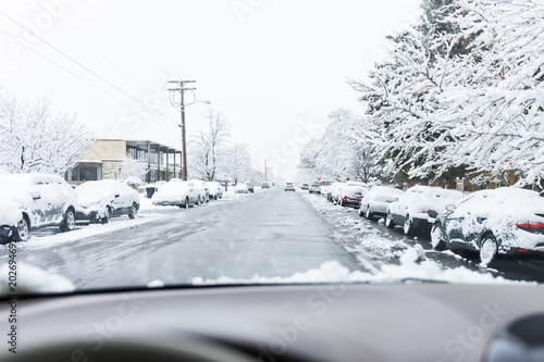 City street after a snow storm