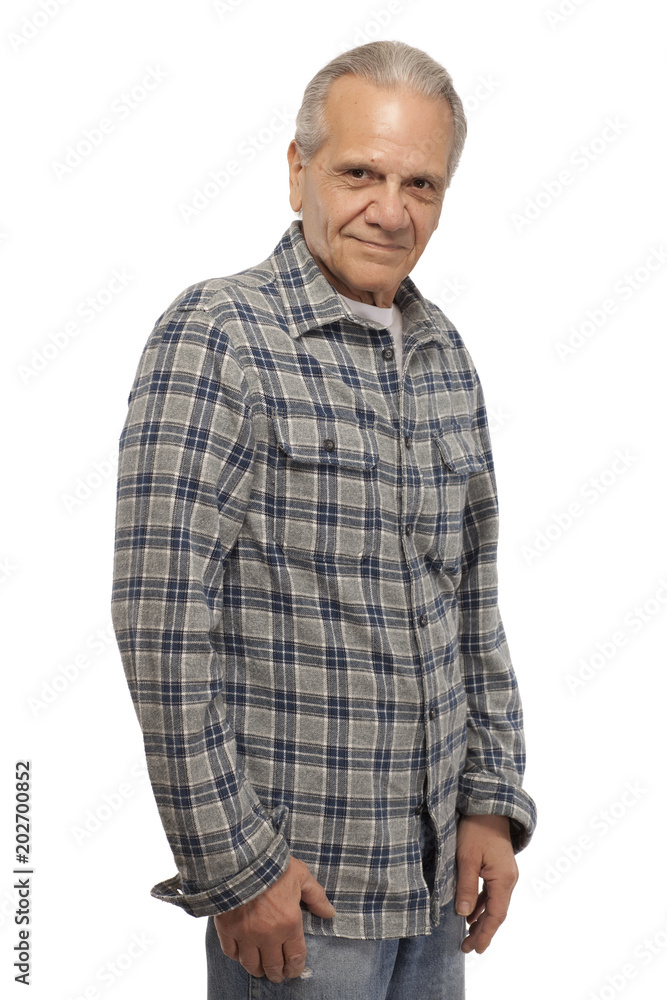 Senior man in plaid flannel Senior man in plaid flannel