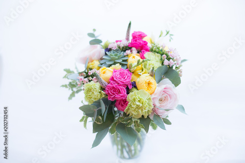 Fototapeta Naklejka Na Ścianę i Meble -  Lovely spring colorful bouquet in a vase