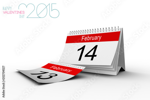 Happy valentines day against february calendar