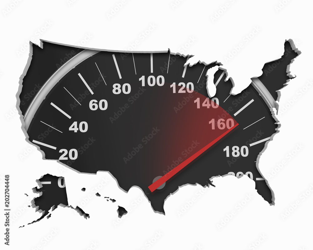 Φωτογραφία United States of America USA Speedometer Map Fast Speed Competition Race 3d Illu