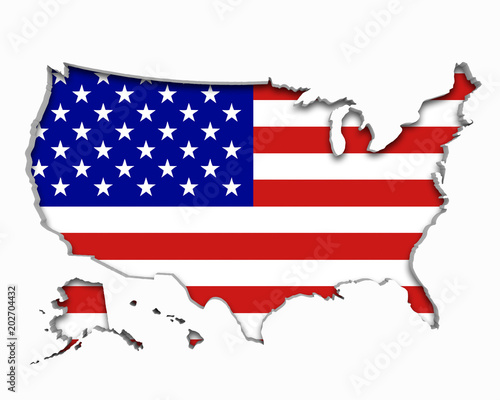 United States of America USA Flag Map Symbol National Pride 3d Illustration