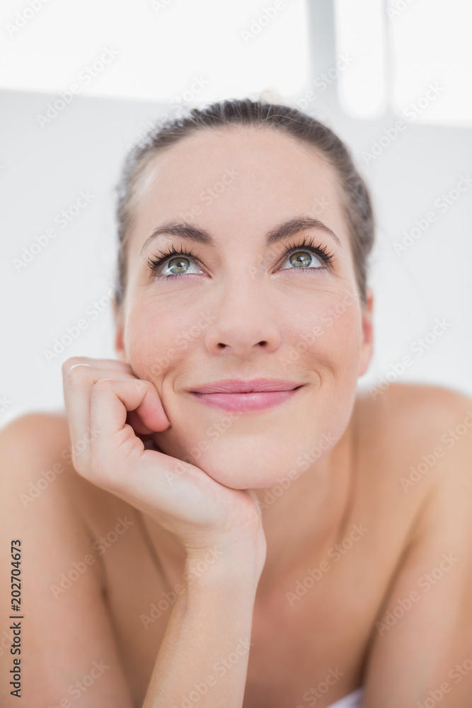 Happy patient looking at the top Happy patient looking at the top